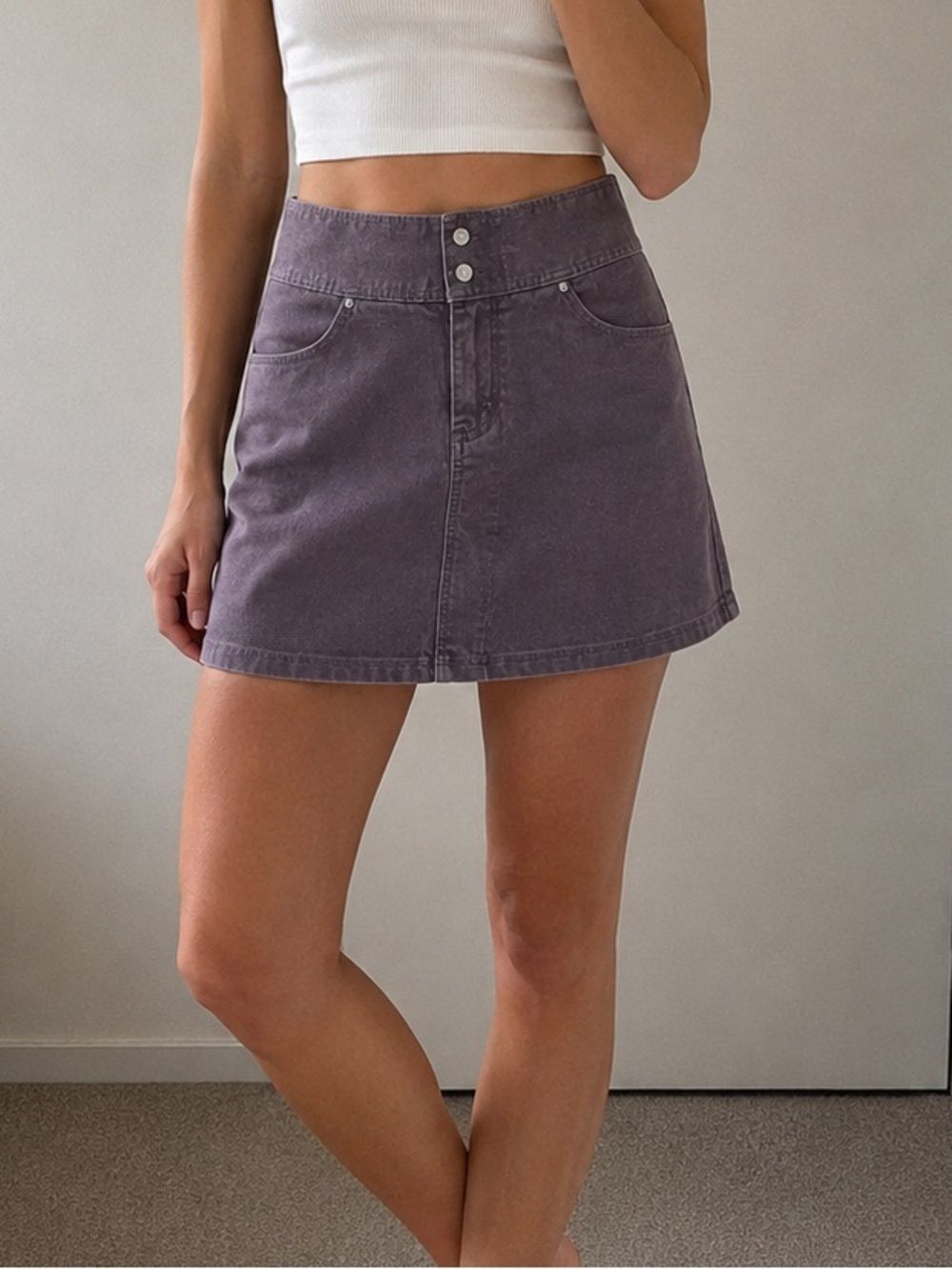 Athleta Womens Skirt Size 10 Purple Cute Ridge Corduroy Mini Zipped Pockets